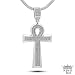 Mens Silver Plated Micro Pave CZ Ankh Cross Pendant