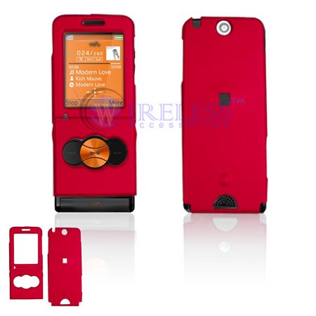 Red Rubber Feel Snap-On Cover Hard Case Cell Phone Protector for Sony Ericsson W350