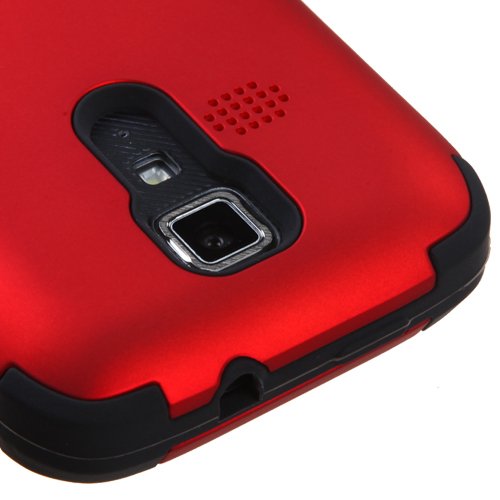 Kyocera Hydro Icon Case, Kyocera Hydro Life Case, Rock Me Wireless (TM) 2 items Bundle - 24K Gold Plating Electromagnetic Waves Blocking Sticker and Triple Layers Protective Case for KYOCERA Hydro Life (C6530), KYOCERA Hydro Icon (C6730). (Red / Black)