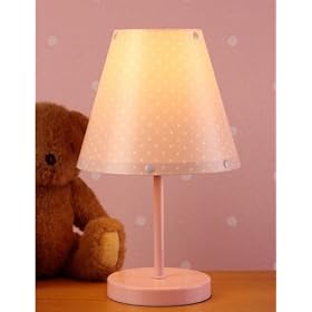 Girls Polka Dot Bedside Table Lamp & Energy Saving Bulb/Safety Guard