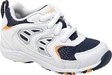 Infant Boys' Stride Rite See Saw Lace (7.5 W Infant in White/Navy Leather/Mesh)