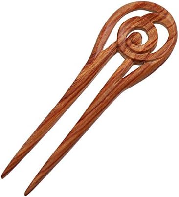CrystalMood Handmade Carved 2-Prong Wood Hair Stick Fork Swirl Rosewood