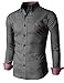 H2H Mens Casual Slim Fit Oxford Button Down Shirts with Chest Pocket