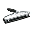 12-Sheet Light Touch Desktop 2-3 Hole Punch, 9/32 Diameter Hole, Black/Silver