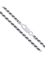 Sterling Silver Diamond-Cut Oxidized Rope Chain 2.5mm 925 Antiqued Necklace 18"