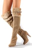 Designer Thigh High Beige Fashion BOOTS Women's