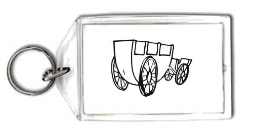 Keychain With The Image Of: Travel, "black And White", Buggy Picture