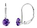 Amethyst Gemstone French Back 5mm Solitaire Earrings in 14K White Gold