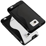 mumbi 2 x Silikon TPU Tasche Samsung Galaxy i9100 S II Schutzhülle in Black + smokeBlack