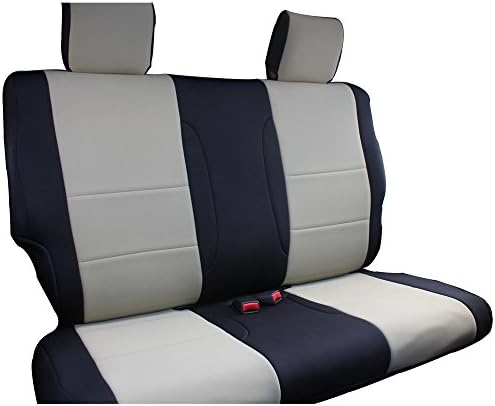 INNOCESSORIES Neoprene Jeep Wrangler Rear Seat Covers fit 2013-2014 Jeep Wrangler Jk Unlimtied 4 Door 60/40 Split Bench Tan/Black