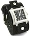 Nemesis #LBB025K Men's Square Premium Wide Leather Cuff Band Watch