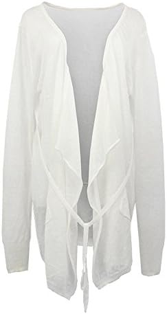 Liuanan Women Long Sleeve Summer Boyfriend Cardigan Thin Shrug Sweater (White)