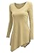 Doublju Womens Long Sleeve V-Neck Handkerchief Longline Tunic Blouse Top