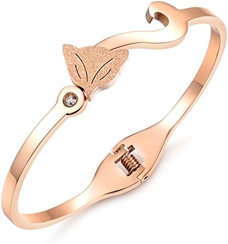 Geminis Fashion Jewelry Dull Polish Fox Head Stainless Steel Women's Cuff Bracelet(with Gift Box)