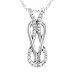Sterling Silver Real Diamond Ladies Ribbon Knot Pendant With 16 Inch Loose Rope Chain 1/5 CT (0.20 cttw, H-I color, I2-I3 quality)