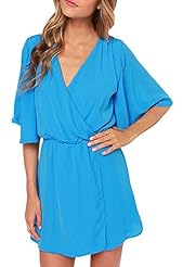 Sexy V-neck Flared-Skirt Ruched Chiffon Tunic 