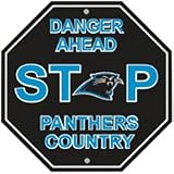 Carolina Panthers Plastic Stop Sign "Danger Ahead Panthers Country"