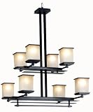 Kenroy Home 90388ORB Plateau Eight-Light Chandelier, Oil-Rubbed Bronze with Amber Marbleized Globes