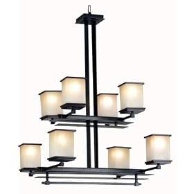 Kenroy Home 90388ORB Plateau Eight-Light Chandelier, Oil-Rubbed Bronze with Amber... by Kenroy Home