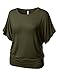 URBANCLEO PLUS Womens Short Kimono Sleeve Boat Neck Dolman Drape Top Shirts
