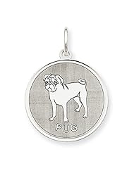 Sterling Silver Pug Disc Charm