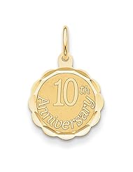 14K Happy 10th Anniversary Charm