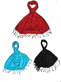 Craftshub Casual Soft Luxurious Solid Viscose Pashmina Black Red Turquoise Stole Combo of 3 RS.429.00 (64.00% Off) - Amazon