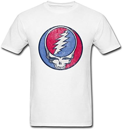 Liwon Men's Grateful Dead Steal Your Face Vintage 100% Cotton T Shirt White XXXL