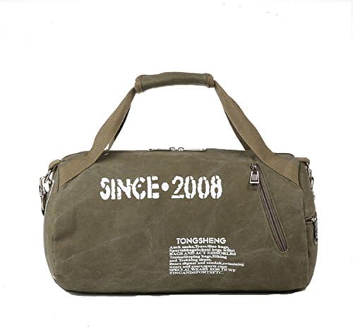 Sports Bag Travel Luggage Holdall Gym Bag Retro Cylindrical Canvas Size Medium 25-30L For Football Basketball Vacation Travel Overnight Weekend Luggage Sports, Gym, and Travel Duffel Bags (Army green)