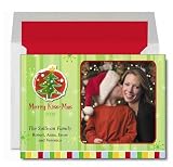 Holiday Photo Cards – 5″ x 7″ – Photo Retro Christmas Stripes Greeting Cards Created From Your Favorite Photo – set of 20