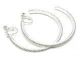 Gorgeous LARGE Austrian Crystal BLING Hoop Clip On/Screw Back Earrings Silver Tone ~ YOUR CHOICE OF SIZE!