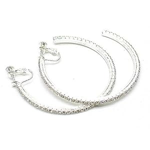 Gorgeous LARGE Austrian Crystal BLING Hoop Clip On Screw Back Earrings Silver Tone ~ YOUR CHOICE OF...