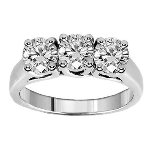 1.20 CT TW 3-Stone Prong Set Diamond Anniversary Ring in 14k White Gold