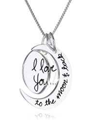 Sterling Silver "I Love You To The Moon and Back" Two Piece Pendant Necklace, 18"