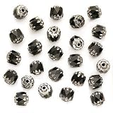 Czech Cathedral Glass Beads 6mm Jet Black / Silver Ends (25)
