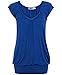 Bepei Women Hip Length V Neck Top Solid Short Sleeve T Shirt Tunic Blouse