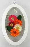 Real Flowers Suncatcher -  Butterfly Garden Arrangement - with Real Preserved Daisies, Corepsis and Baby's Breath. Suncatcher and Wall Hanging Decor - Wood Frame - Beveled Glass - Handmade and Crafted in the U.S.