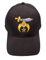 Sports: Shriner BLACK Baseball Cap/ Hat with Society Logo/ Shriners Emblem with Sword, Moon, Star Ancient Arabic Order of the Nobles of the Mystic Shrine, A.A.O.N.M.S. Associated with Masonic Lodges - Generic