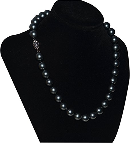 Tahitian Black Pearl Necklaces For Women - (Real South Sea Seawater Shell Pearls Simulated) 12mm