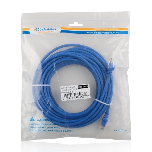 Cable Matters Cat6 Snagless Ethernet Patch Cable in Blue 30 Feet