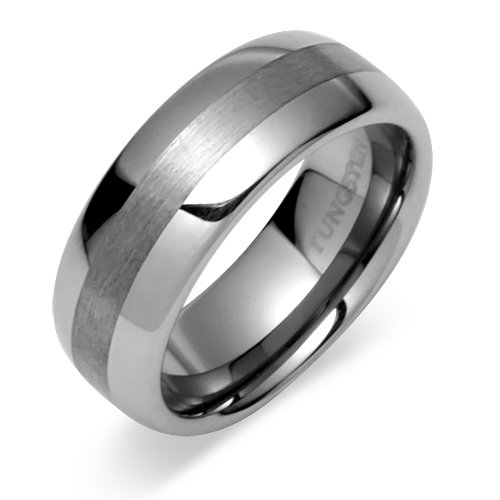 Rounded Edge 8mm Comfort Fit Mens Tungsten Carbide Wedding Band Ring Size 9