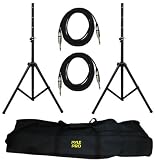 PYLE-PRO PMDK102 - Heavy-Duty Aluminum Anodizing Dual Speaker Stand & 1/4 Cable Kit