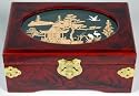 Inexpensive Simple Beautiful Gifts - 8" Lacquered Lined Oriental Jewelry Box w/ Cork Carving Top
