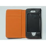 レザー カバー iphone4/4ｓ カードポケット付 5色 オレンジ