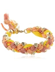 Ettika Cotton Thread and Colored Rhinestone Chain Beaded Bracelet, 6.7"