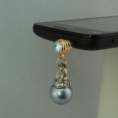 Pearl Auger Hanging Alloy Shape Anti-dust Plug for iPhone ( Color : Silver )