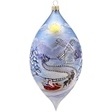David Strand Kurt Adler Glass Round Midnight Hand-Painted Drop Ornament, 8.1-Inch