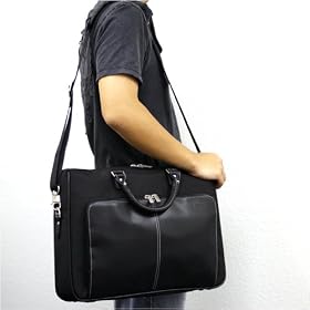 Deluxe Dual-Textured Black Convertible Bag w/Checkpoint Friendly Sleeve for Samsung P460-44G 14.1-Inch Laptop