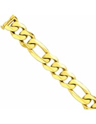 Genuine 14K Yellow Gold 27Mm Polished Heavy Figaro Link Bracelet 9 Inches 100% Satisfaction Guaranteed.