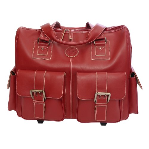 See Jill-e 897596 Leather Rolling Camera Bag Large (Red)